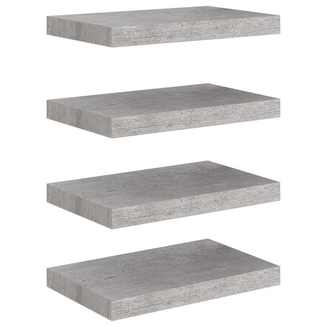 svævehylder 4 stk. 40x23,5x3,8 cm MDF betongrå