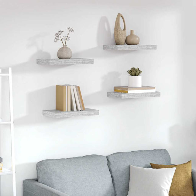svævehylder 4 stk. 40x23,5x3,8 cm MDF betongrå