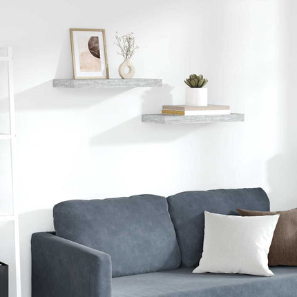 væghylder 2 stk. 50x23,5x3,8 cm MDF betongrå