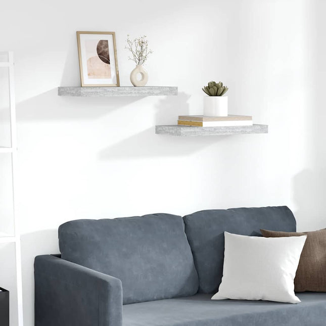 væghylder 2 stk. 50x23x3,8 cm MDF betongrå