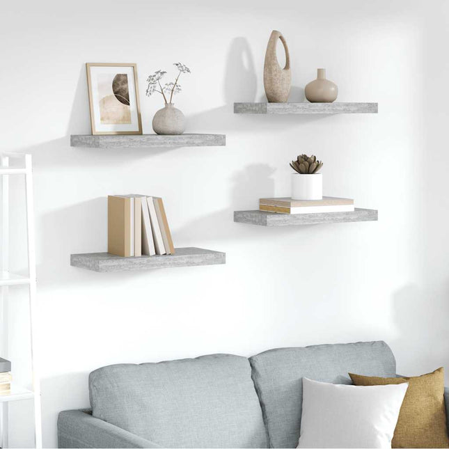 væghylder 4 stk. 50x23,5x3,8 cm MDF betongrå