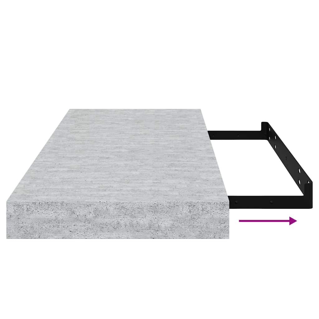 væghylder 2 stk. 60x23,5x3,8 cm MDF betongrå