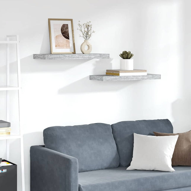 væghylder 2 stk. 60x23,5x3,8 cm MDF betongrå