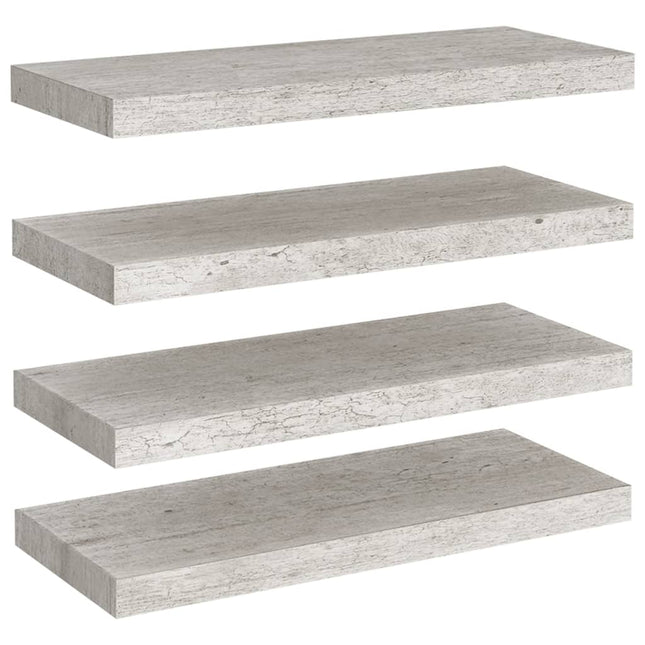 væghylder 4 stk. 60x23,5x3,8 cm MDF betongrå