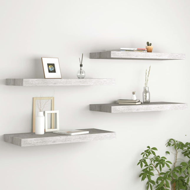væghylder 4 stk. 60x23,5x3,8 cm MDF betongrå