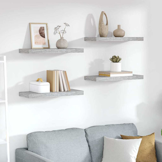 væghylder 4 stk. 60x23,5x3,8 cm MDF betongrå