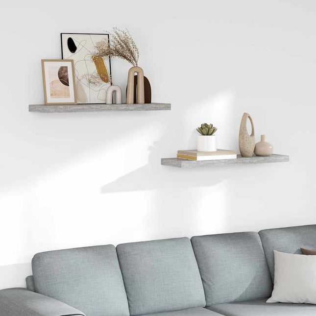 væghylder 2 stk. 80x23,5x3,8 cm MDF betongrå