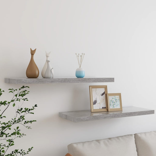 væghylder 2 stk. 80x23,5x3,8 cm MDF betongrå