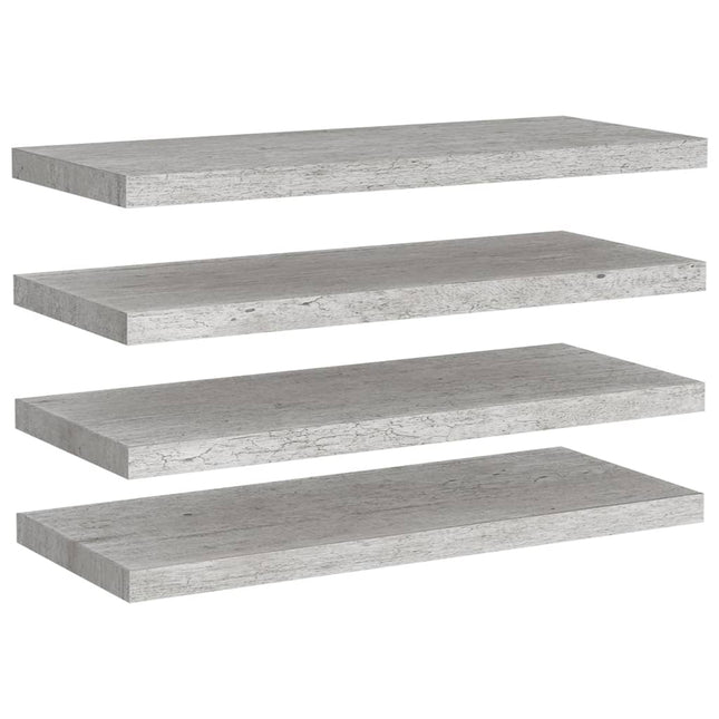væghylder 4 stk. 80x23,5x3,8 cm MDF betongrå