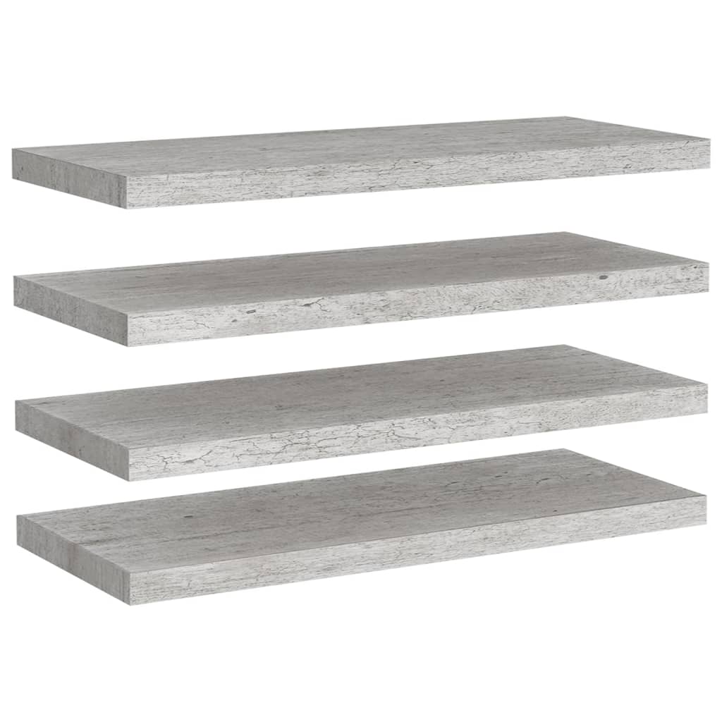 væghylder 4 stk. 80x23,5x3,8 cm MDF betongrå