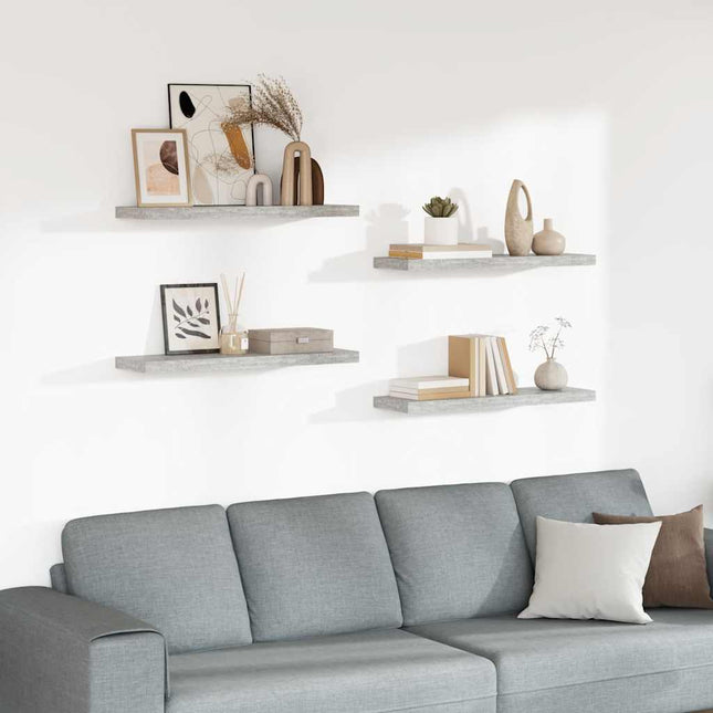 væghylder 4 stk. 80x23,5x3,8 cm MDF betongrå