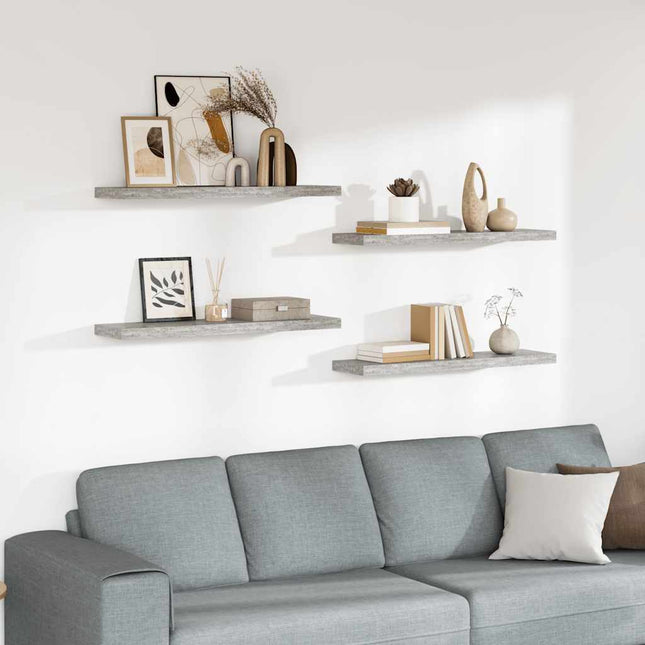 svævehylder 4 stk. 90x23,5x3,8 cm MDF betongrå