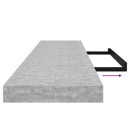 væghylder 2 stk. 120x23,5x3,8 cm MDF betongrå