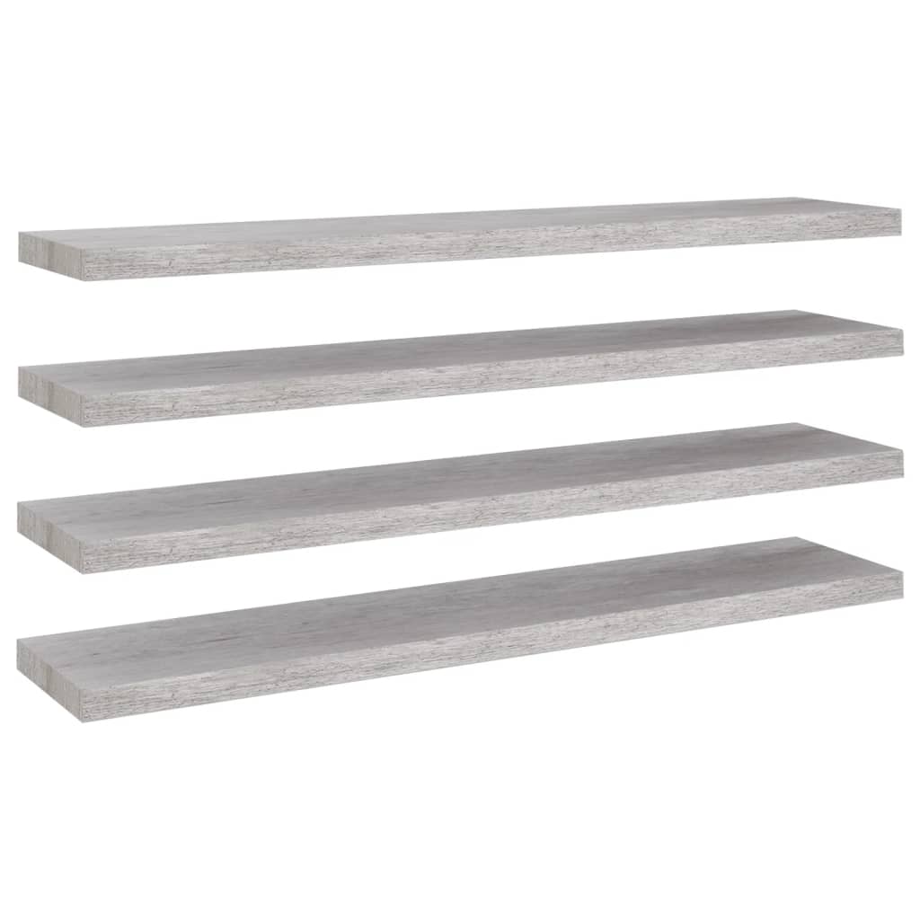 væghylder 4 stk. 120x23,5x3,8 cm MDF betongrå