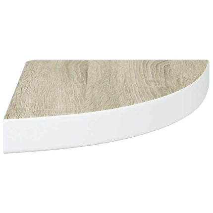 hjørnehylde 25x25x3,8 cm MDF egetræsfarve og hvid