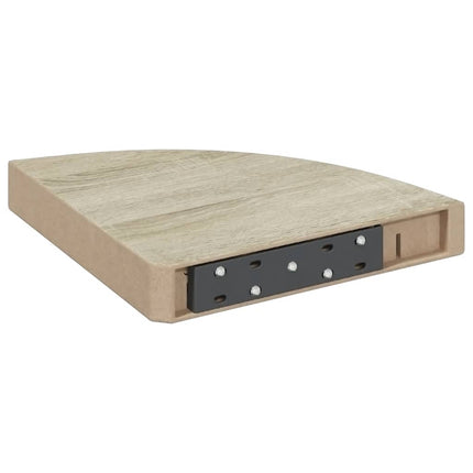 hjørnehylde 25x25x3,8 cm MDF egetræsfarve og hvid
