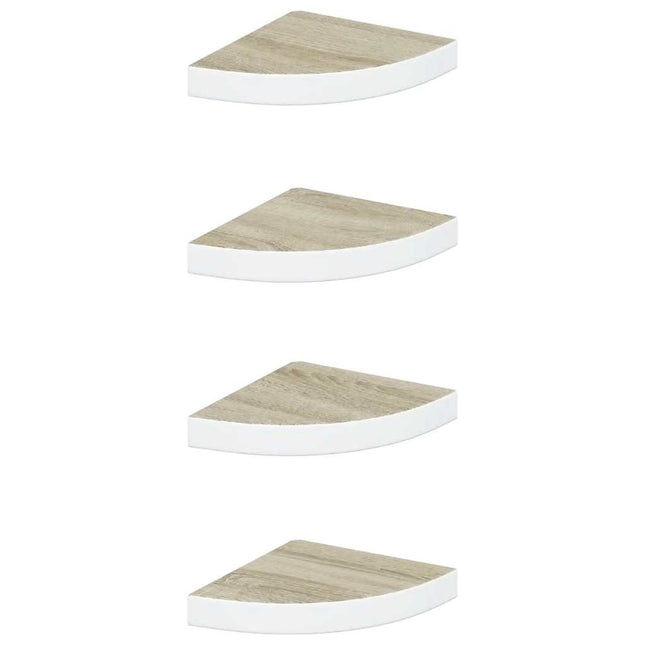 hjørnehylder 4 stk. 25x25x3,8 cm MDF egetræsfarvet og hvid