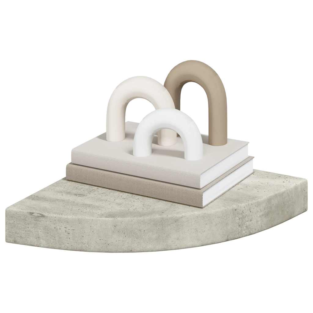hjørnehylder 2 stk. 25x25x3,8 cm MDF betongrå