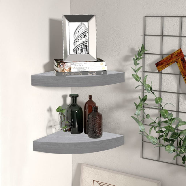 hjørnehylder 2 stk. 25x25x3,8 cm MDF betongrå