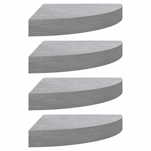 hjørnehylder 4 stk. 25x25x3,8 cm MDF betongrå