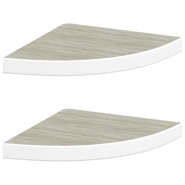 hjørnehylder 2 stk. 35x35x3,8 cm MDF egetræsfarve og hvid
