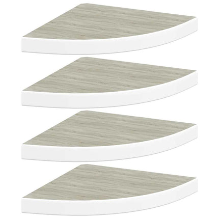 hjørnehylder 4 stk. 35x35x3,8 cm MDF egetræsfarvet og hvid