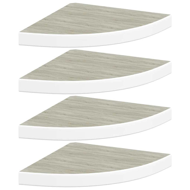 hjørnehylder 4 stk. 35x35x3,8 cm MDF egetræsfarvet og hvid