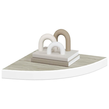 hjørnehylder 4 stk. 35x35x3,8 cm MDF egetræsfarvet og hvid