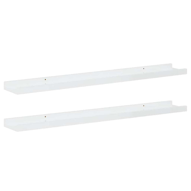 væghylder 2 stk. 80x9x3 cm hvid højglans