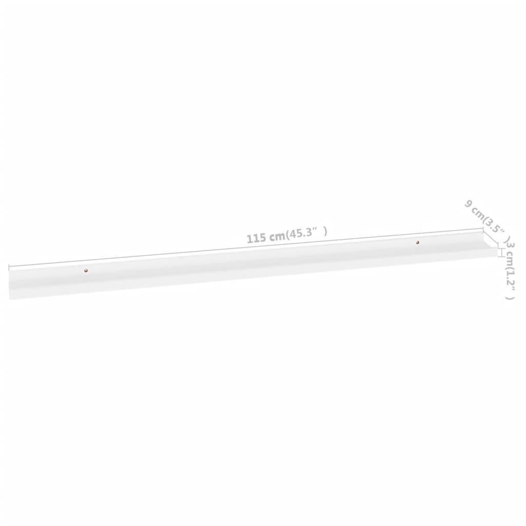 væghylder 4 stk. 115x9x3 cm hvid