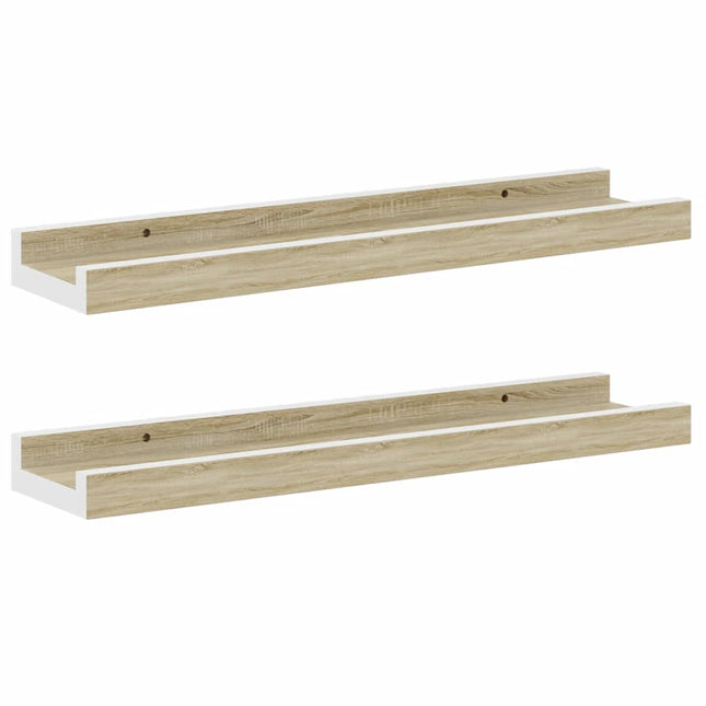væghylder 2 stk. 40x9x3 cm hvid og sonoma-eg