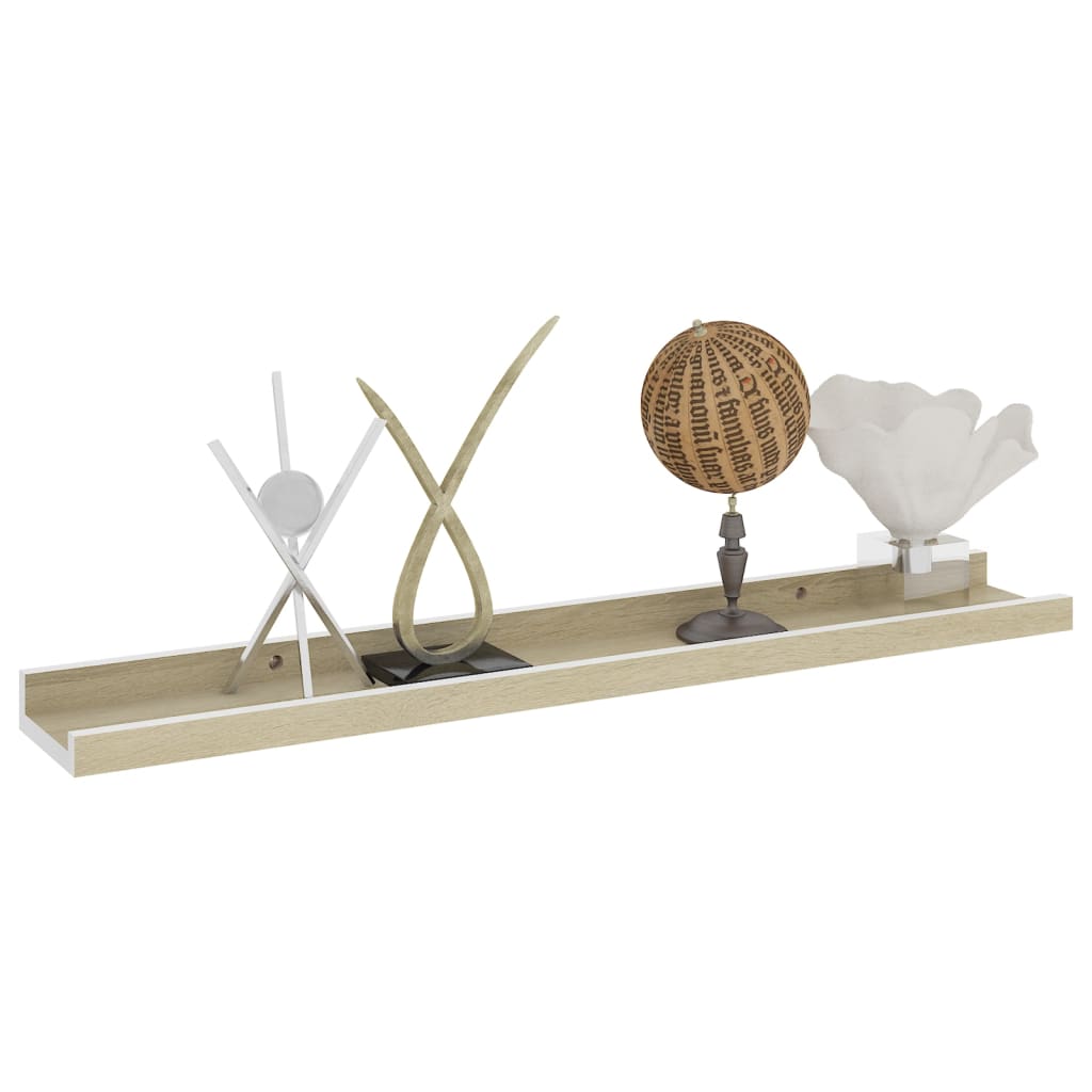 væghylder 2 stk. 60x9x3 cm hvid og sonoma-eg