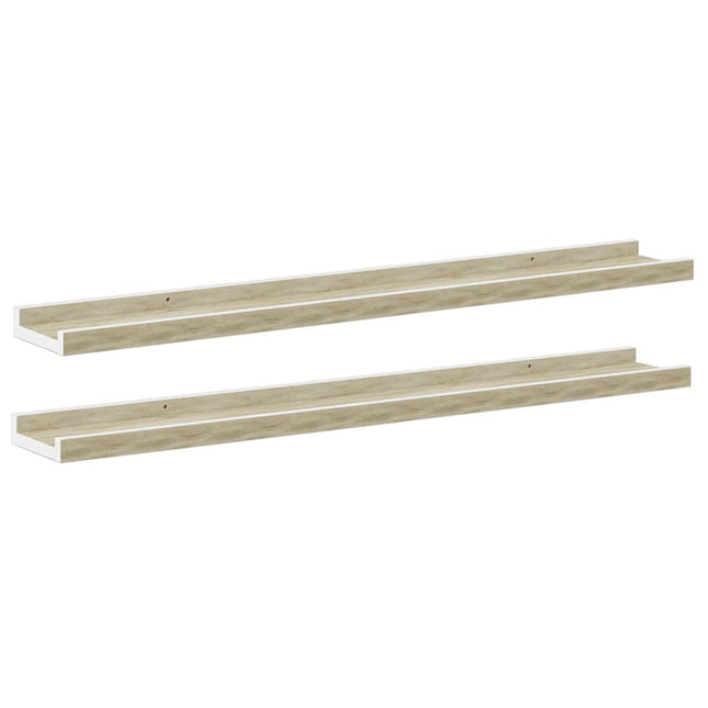 væghylder 2 stk. 80x9x3 cm hvid og sonoma-eg