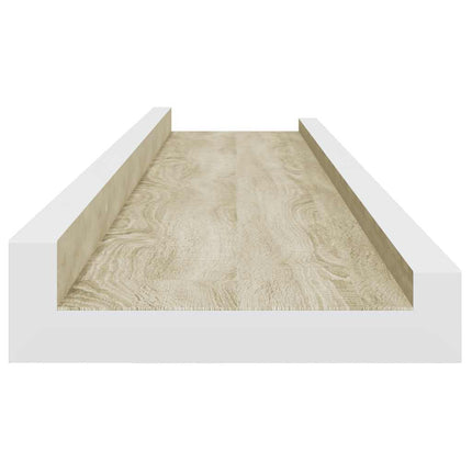 væghylder 2 stk. 80x9x3 cm hvid og sonoma-eg