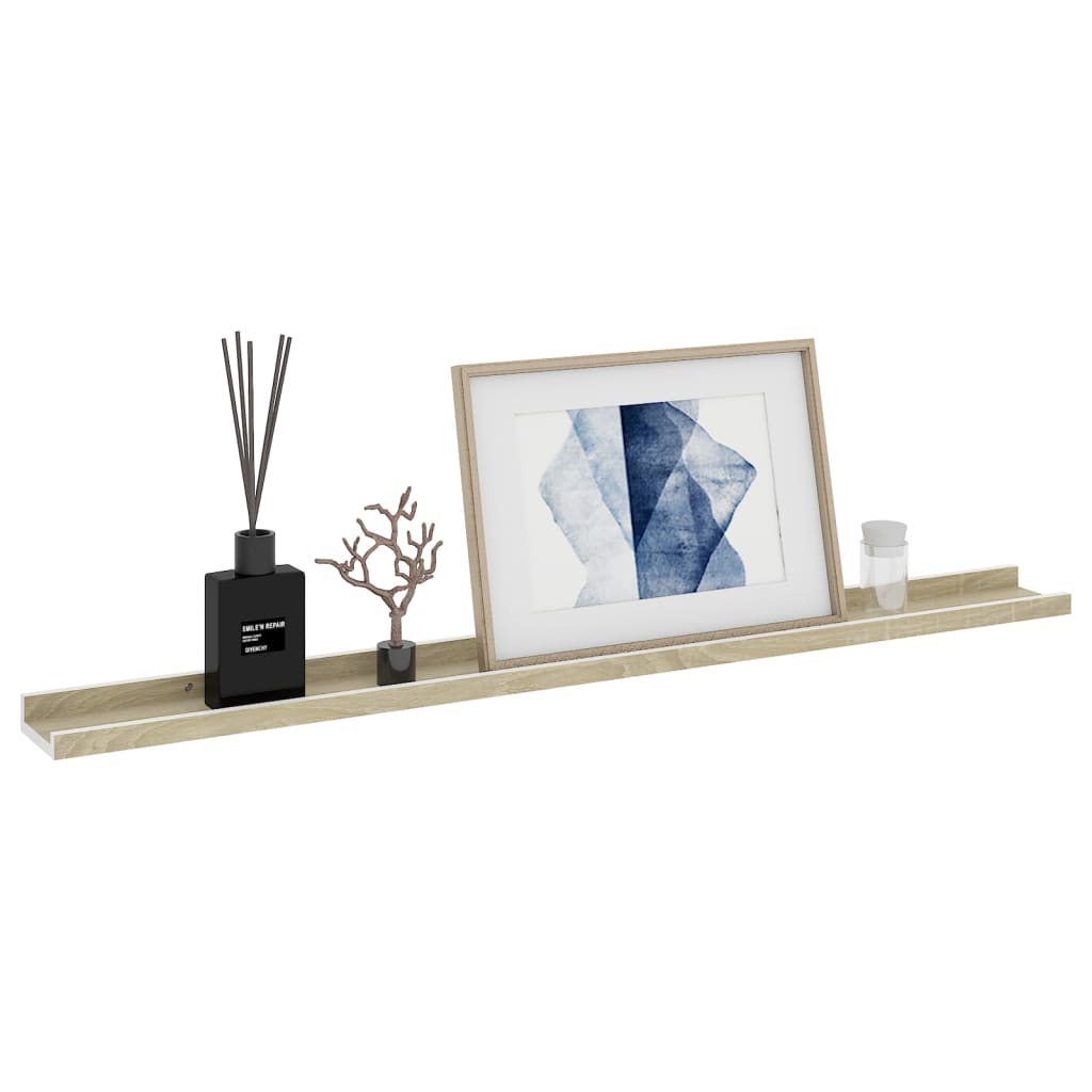 væghylder 2 stk. 100x9x3 cm hvid og sonoma-eg