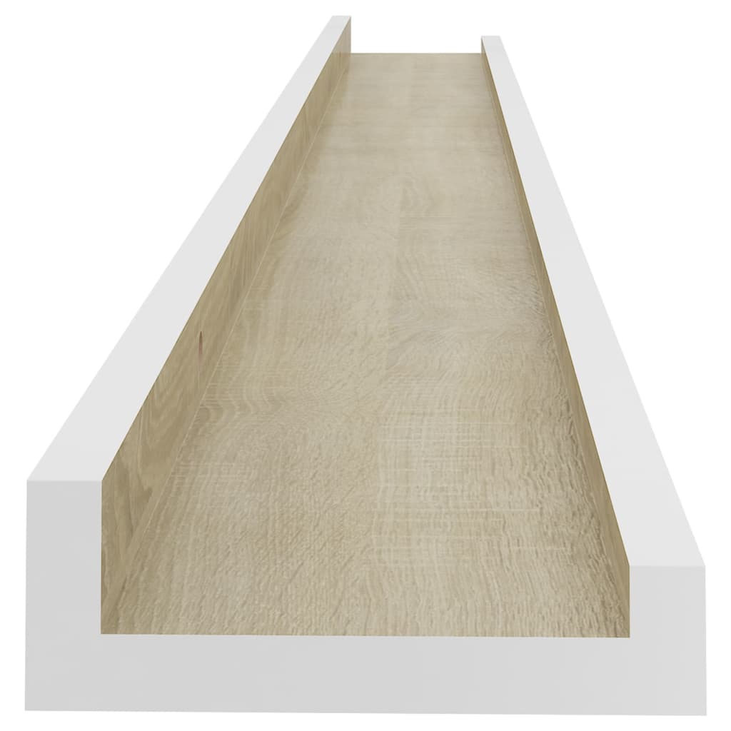 væghylder 2 stk. 100x9x3 cm hvid og sonoma-eg