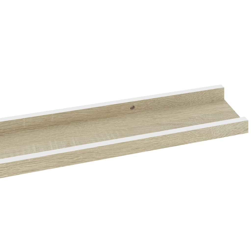 væghylder 4 stk. 115x9x3 cm hvid og sonoma-eg