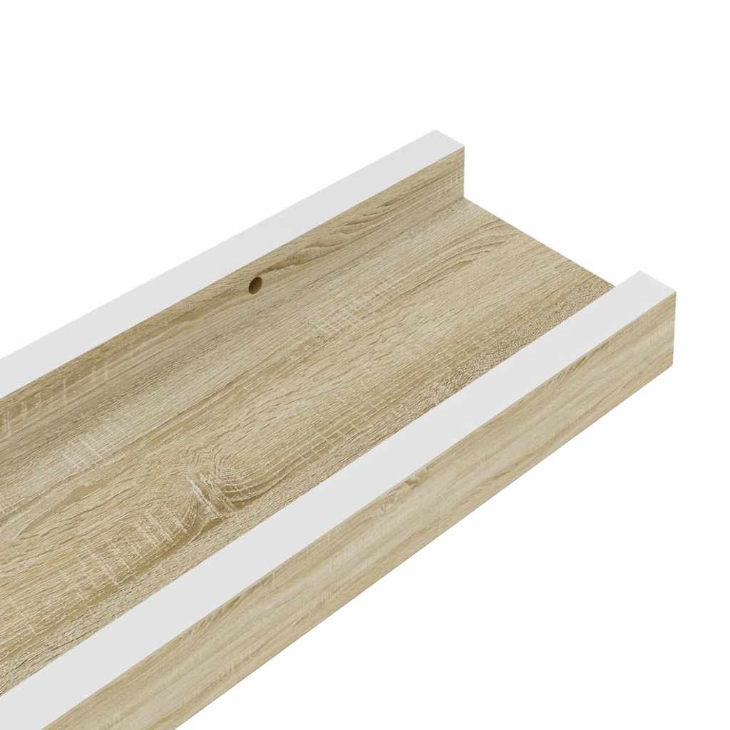 væghylder 4 stk. 115x9x3 cm hvid og sonoma-eg
