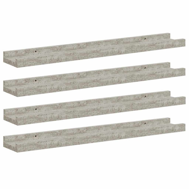 væghylder 4 stk. 60x9x3 cm betongrå