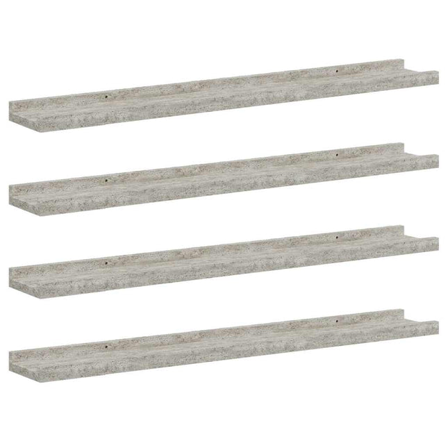 væghylder 4 stk. 80x9x3 cm betongrå