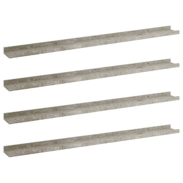 væghylder 4 stk. 100x9x3 cm betongrå