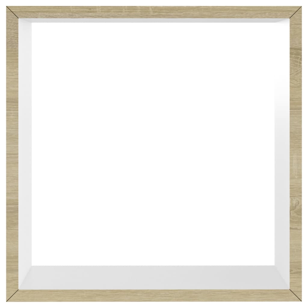 væghylder 3 stk. kubeformet hvid og sonoma-eg