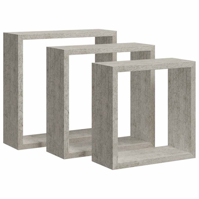 væghylder 3 stk. kubeformet betongrå