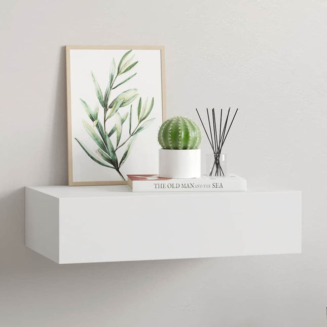 væghylde med skuffe 40x23,5x10 cm MDF hvid