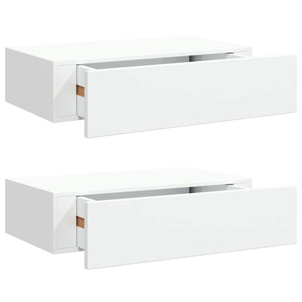 væghylder med skuffer 2 stk. 40x23,5x10 cm MDF hvid
