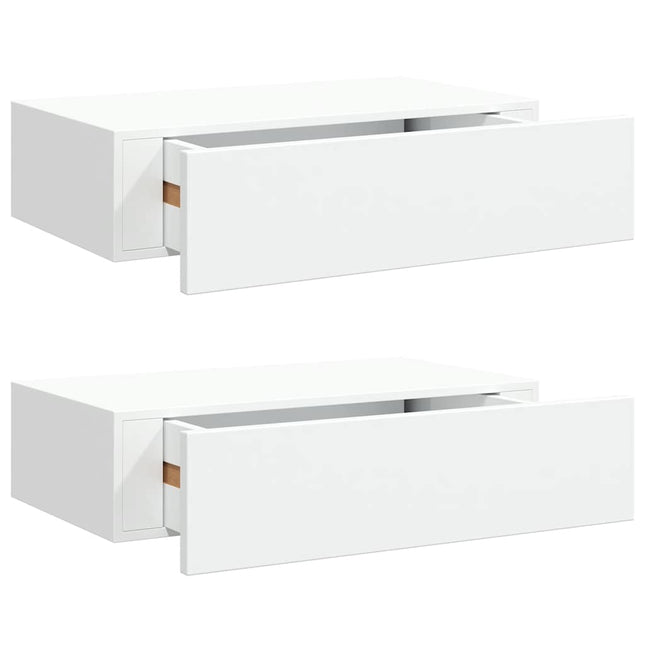 væghylder med skuffer 2 stk. 40x23,5x10 cm MDF hvid