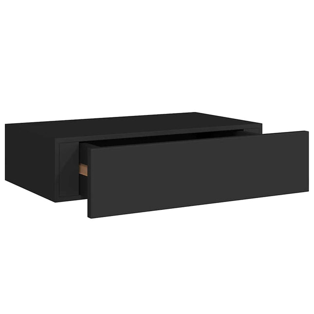væghylde med skuffe 40x23,5x10 cm MDF sort
