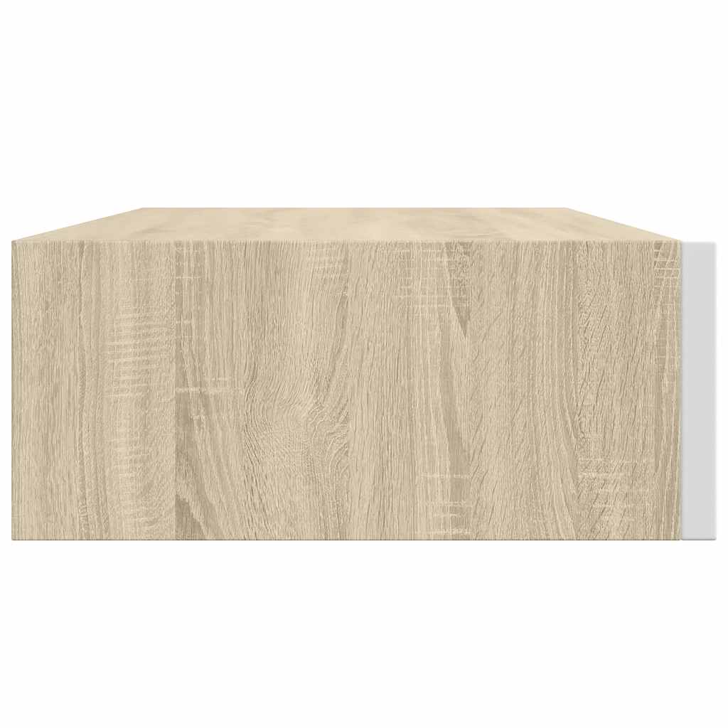 vægmonteret skuffehylde eg og hvid 40x23,5x10 cm MDF