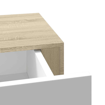 hylder med skuffe 2 stk. 40x23,5x10 cm MDF egetræsfarve og hvid