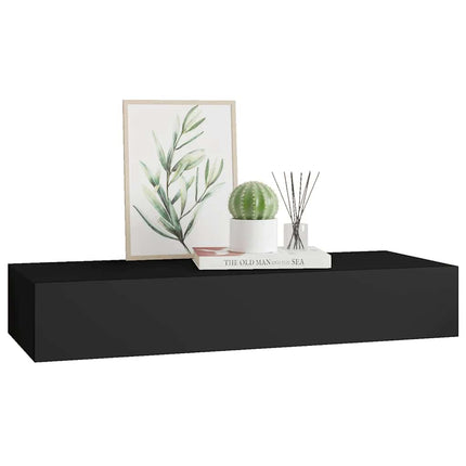 væghylde med skuffe 60x23,5x10 cm MDF sort